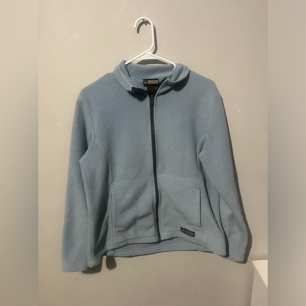 REI Women's Full Zip Fleece‎ Sweatshirt Jacket Size Small Light Blue